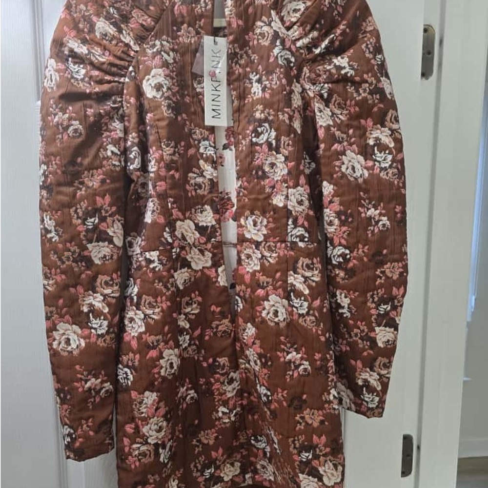 MINKPINK Floral Print Brown Jacket